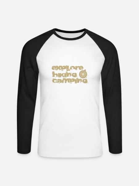 Entdeckung - Bergsteigen - Wandern - Camping - Unisex Baseballshirt langarm - Weiß/Schwarz