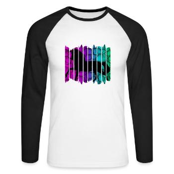cheval - T-shirt baseball manches longues Homme - blanc/noir - Devant - Nik (191cm)