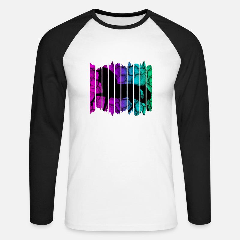 Pferd - Unisex Baseballshirt langarm - Weiß/Schwarz