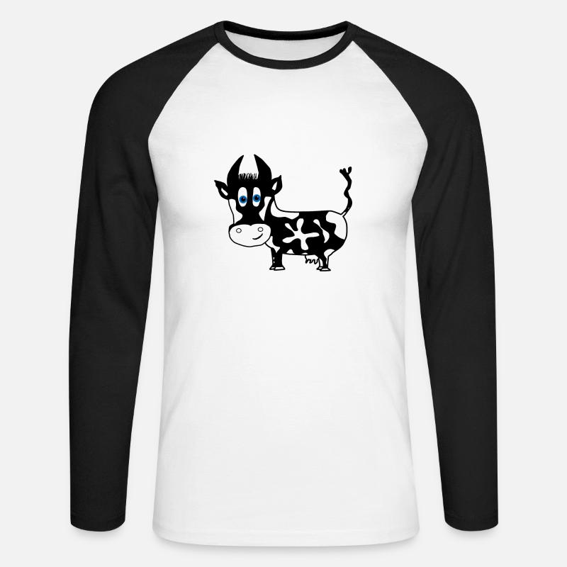 Kuh schwarz Flecken Tier Geschenkidee - Unisex Baseballshirt langarm - Weiß/Schwarz
