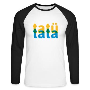 tatü tata Sirene abstrakte Wörter - Unisex Baseballshirt langarm - Weiß/Schwarz - Vorne - Nik (191cm)
