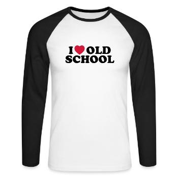 I love old school - T-shirt baseball manches longues Homme - blanc/noir - Devant - Nik (191cm)