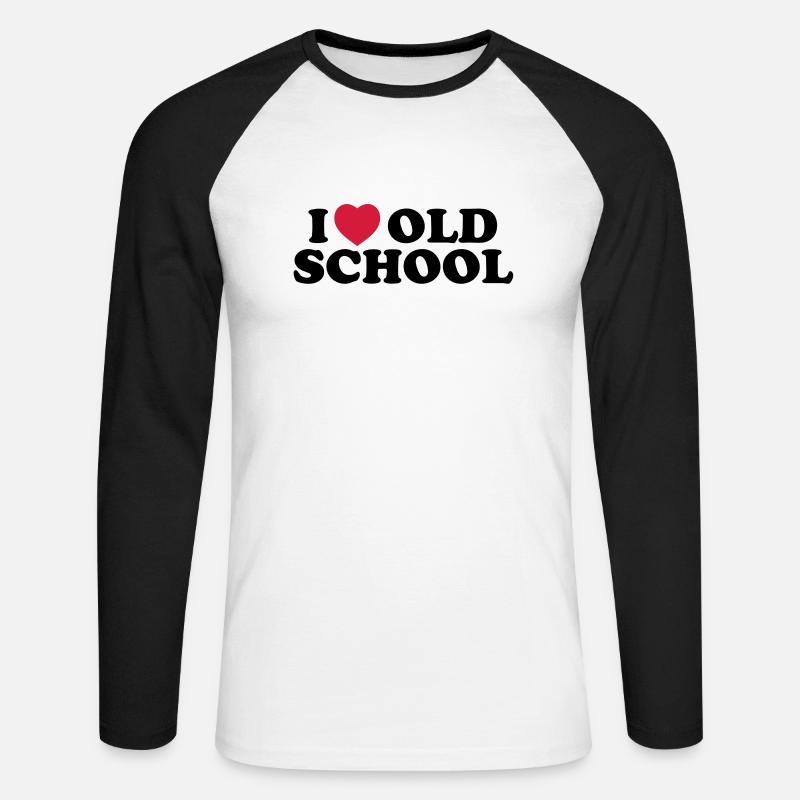 I love old school - Unisex Baseballshirt langarm - Weiß/Schwarz