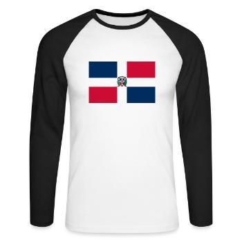 Dominican Republic flag - Unisex Long Sleeve Baseball T-Shirt - white/black - Front - Nik (191cm)