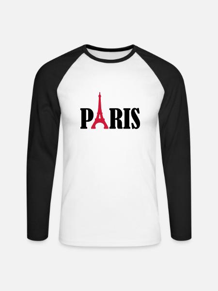 Paris - Unisex Long Sleeve Baseball T-Shirt - white/black