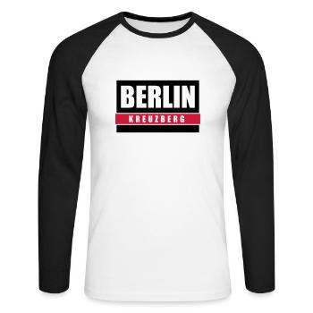 Berlin Kreuzberg Hauptstadt Berliner T-Shirts - Unisex Baseballshirt langarm - Weiß/Schwarz - Vorne - Nik (191cm)