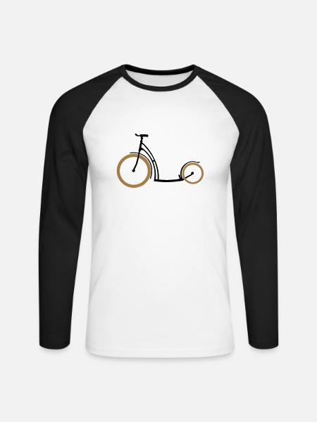 Tretroller zweifarbig - Unisex Baseballshirt langarm - Weiß/Schwarz