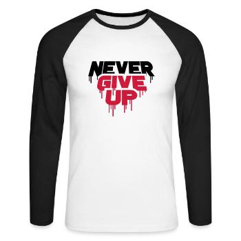 red graffiti drops spray persevere cool never - Unisex Long Sleeve Baseball T-Shirt - white/black - Front - Nik (191cm)