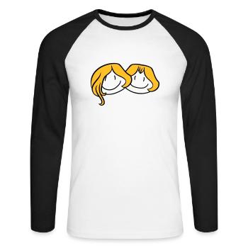 sisters head face girlfriend 2 friends team ge - Unisex Long Sleeve Baseball T-Shirt - white/black - Front - Nik (191cm)