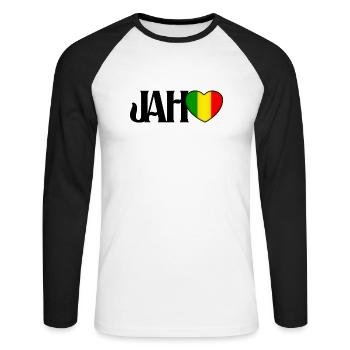 jah - T-shirt baseball manches longues Homme - blanc/noir - Devant - Nik (191cm)