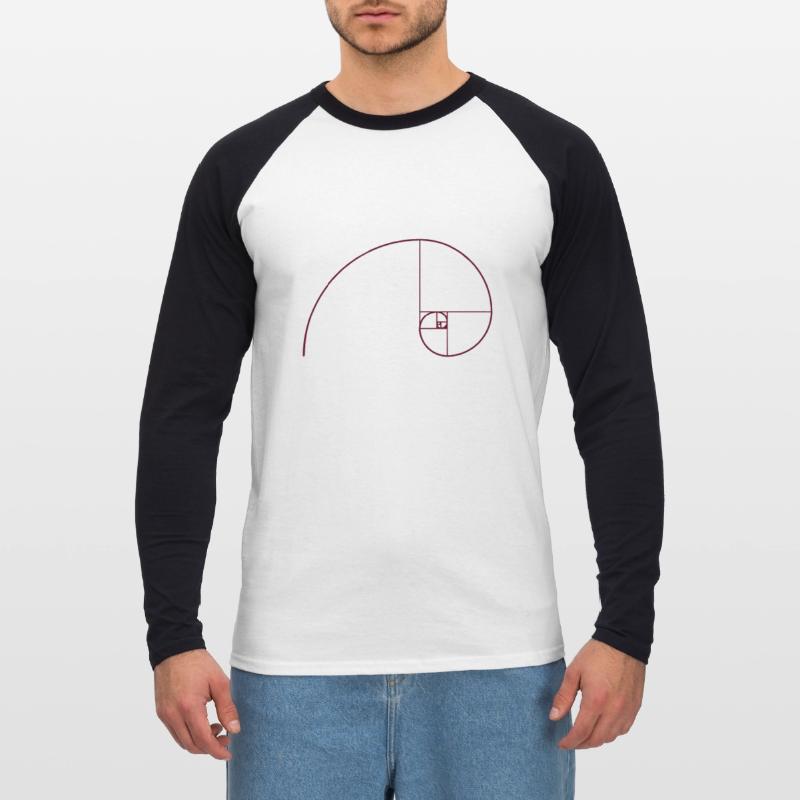 Spirale de Fibonacci, section doré, Phi, evolution T-shirt baseball manches longues Homme