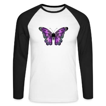 Papillon - T-shirt baseball manches longues Homme - blanc/noir - Devant - Nik (191cm)