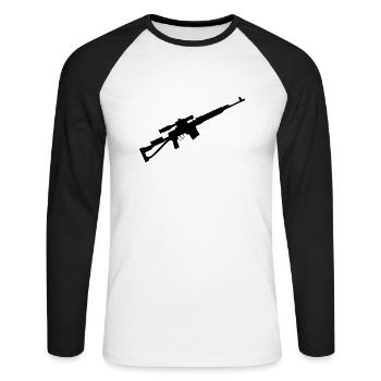 Scharfschütze Sniper Gewehr - Unisex Baseballshirt langarm - Weiß/Schwarz - Vorne - Nik (191cm)