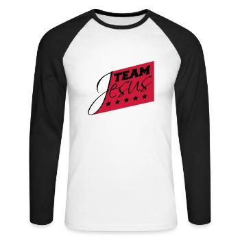 Équipe catholique Jésus-Christ évangélique - T-shirt baseball manches longues Homme - blanc/noir - Devant - Nik (191cm)