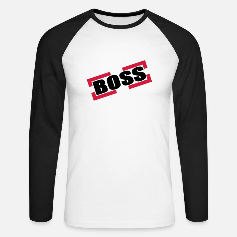 Boss - Unisex Baseballshirt langarm - Weiß/Schwarz