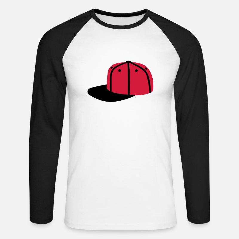 Basecap - Unisex Baseballshirt langarm - Weiß/Schwarz