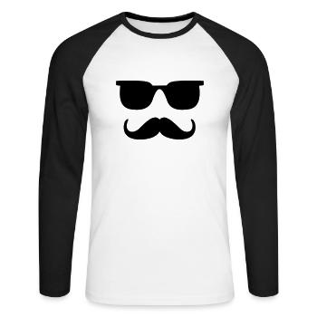 Barbe Lunettes de soleil Tendance Style Cadeau pour homme - T-shirt baseball manches longues Homme - blanc/noir - Devant - Nik (191cm)