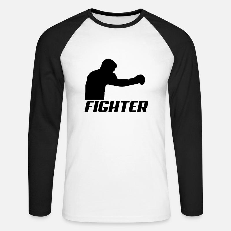 fighter1 - Unisex Baseballshirt langarm - Weiß/Schwarz