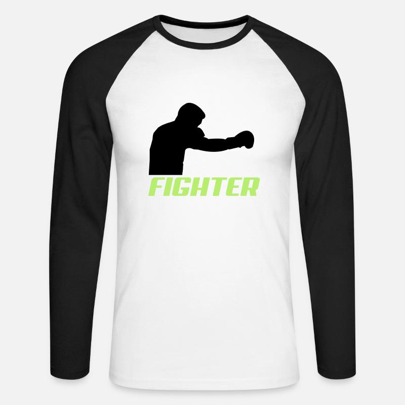 fighter2 - Unisex Baseballshirt langarm - Weiß/Schwarz