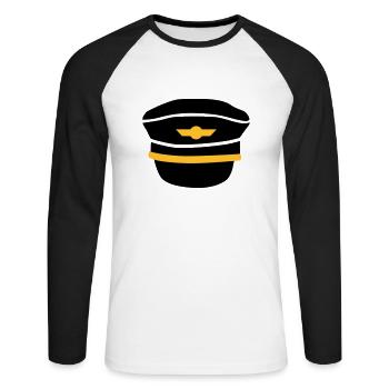 Pilot - Unisex Baseballshirt langarm - Weiß/Schwarz - Vorne - Nik (191cm)