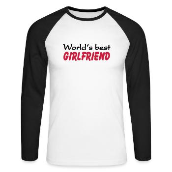 World's best Girlfriend - Unisex Baseballshirt langarm - Weiß/Schwarz - Vorne - Nik (191cm)