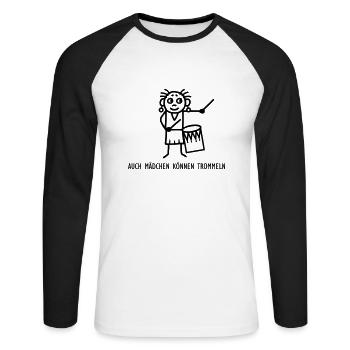 Mädchen können trommeln - Unisex Baseballshirt langarm - Weiß/Schwarz - Vorne - Nik (191cm)