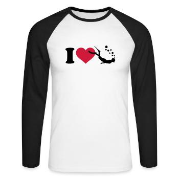 Schnorcheln - Unisex Baseballshirt langarm - Weiß/Schwarz - Vorne - Nik (191cm)