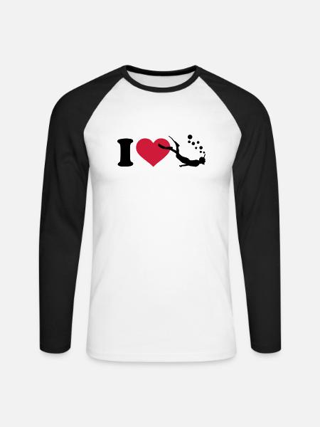 Schnorcheln - Unisex Baseballshirt langarm - Weiß/Schwarz