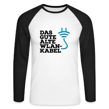 WLAN Kabel Computer Shirt - Unisex Baseballshirt langarm - Weiß/Schwarz - Vorne - Nik (191cm)