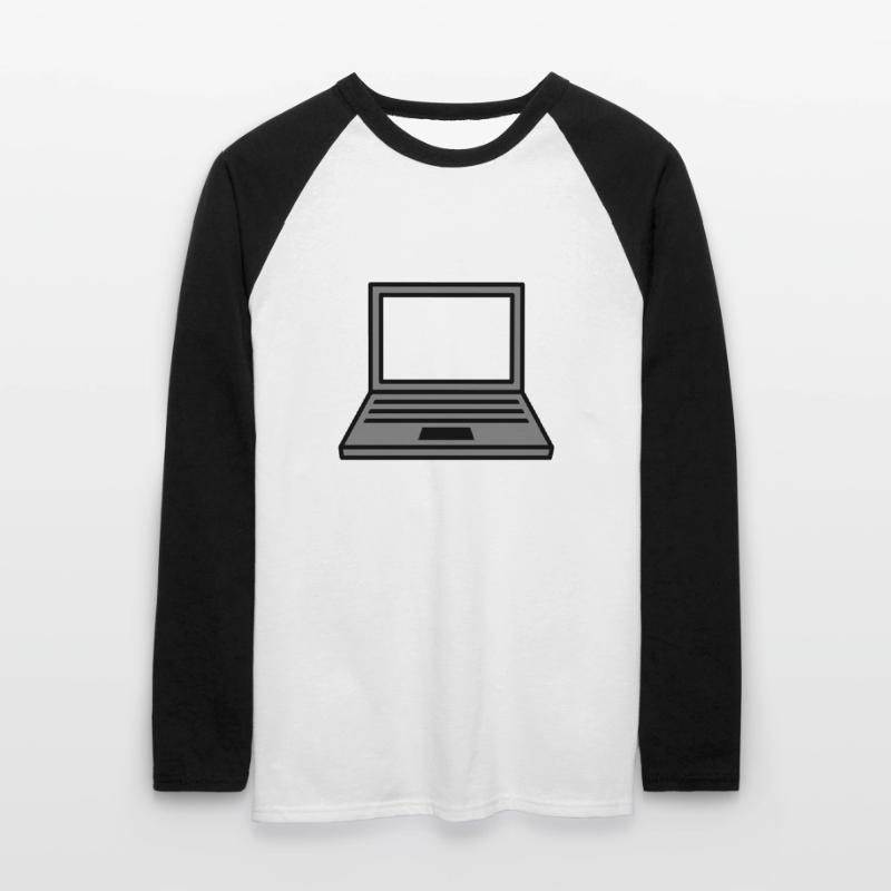 computer laptop notebook pc write screen mobile ta Unisex Long Sleeve Baseball T-Shirt