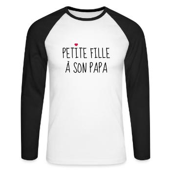 Petite fille à son Papa - Naissance - Enfant - T-shirt baseball manches longues Homme - blanc/noir - Devant - Nik (191cm)