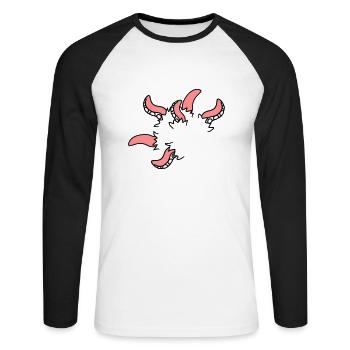 Monster octopus squid tentacles break free - Unisex Long Sleeve Baseball T-Shirt - white/black - Front - Nik (191cm)