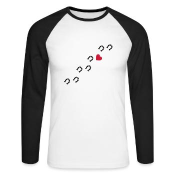 Symbole - Hufe Herz - Unisex Baseballshirt langarm - Weiß/Schwarz - Vorne - Nik (191cm)