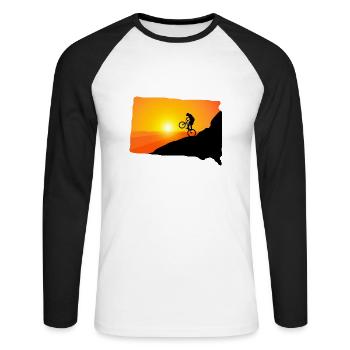 Downhill MTB mountain bike mountain bike mountains - Unisex Long Sleeve Baseball T-Shirt - white/black - Front - Nik (191cm)
