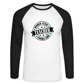 world_class_teacher_2 - T-shirt baseball manches longues Homme - blanc/noir - Devant - Nik (191cm)