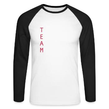 équipe - T-shirt baseball manches longues Homme - blanc/noir - Devant - Nik (191cm)