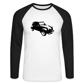 vintage vieille voiture dodoche 2 chevaux - T-shirt baseball manches longues Homme - blanc/noir - Devant - Nik (191cm)
