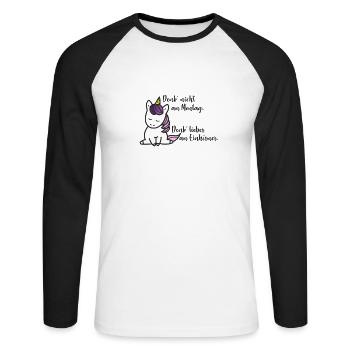 Einhorn Montag - Unisex Baseballshirt langarm - Weiß/Schwarz - Vorne - Nik (191cm)