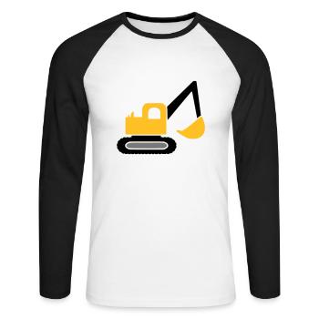 Bagger Fahrzeug - Unisex Baseballshirt langarm - Weiß/Schwarz - Vorne - Nik (191cm)