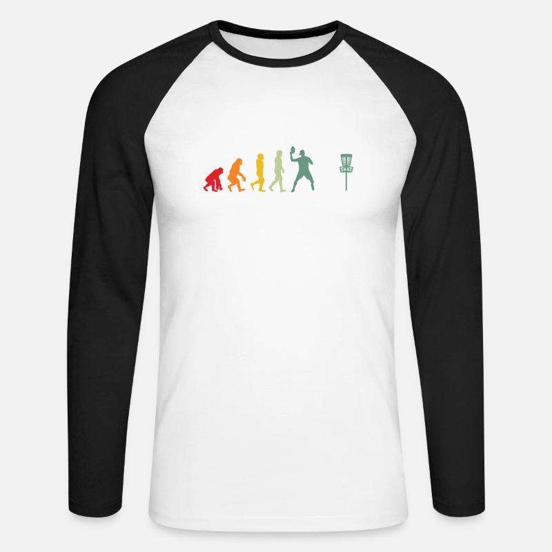 Disc Golf Evolution vintage retro - Långärmad basebolltröja herr - vit/svart