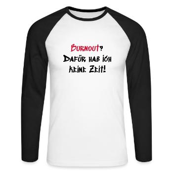 Burnout - Unisex Baseballshirt langarm - Weiß/Schwarz - Vorne - Nik (191cm)