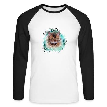 American Lynx, Katze, bengal, Leo, tiger, Malerei, - Unisex Baseballshirt langarm - Weiß/Schwarz - Vorne - Nik (191cm)