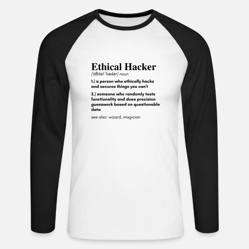 Ethical Hacker | Hacker Design - Unisex Baseballshirt langarm - Weiß/Schwarz