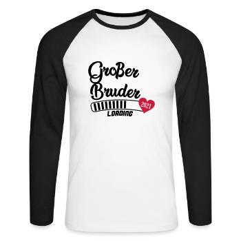 großer bruder loading 2021 - Unisex Baseballshirt langarm - Weiß/Schwarz - Vorne - Nik (191cm)