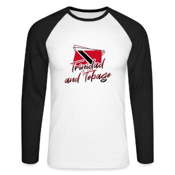Trinité-et-Tobago - T-shirt baseball manches longues Homme - blanc/noir - Devant - Nik (191cm)