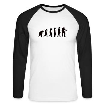 Wandern Evolution Bergsteigen Wanderung Berge - Unisex Baseballshirt langarm - Weiß/Schwarz - Vorne - Nik (191cm)