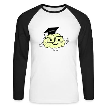 smart brain 02 - Unisex Long Sleeve Baseball T-Shirt - white/black - Front - Nik (191cm)