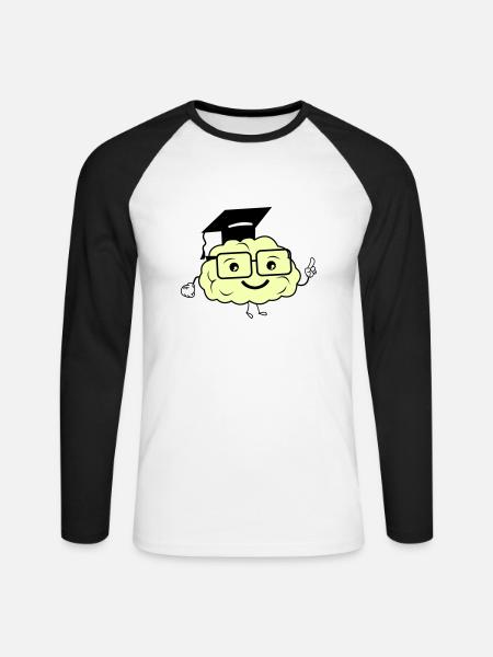 smart brain 02 - Unisex Long Sleeve Baseball T-Shirt - white/black