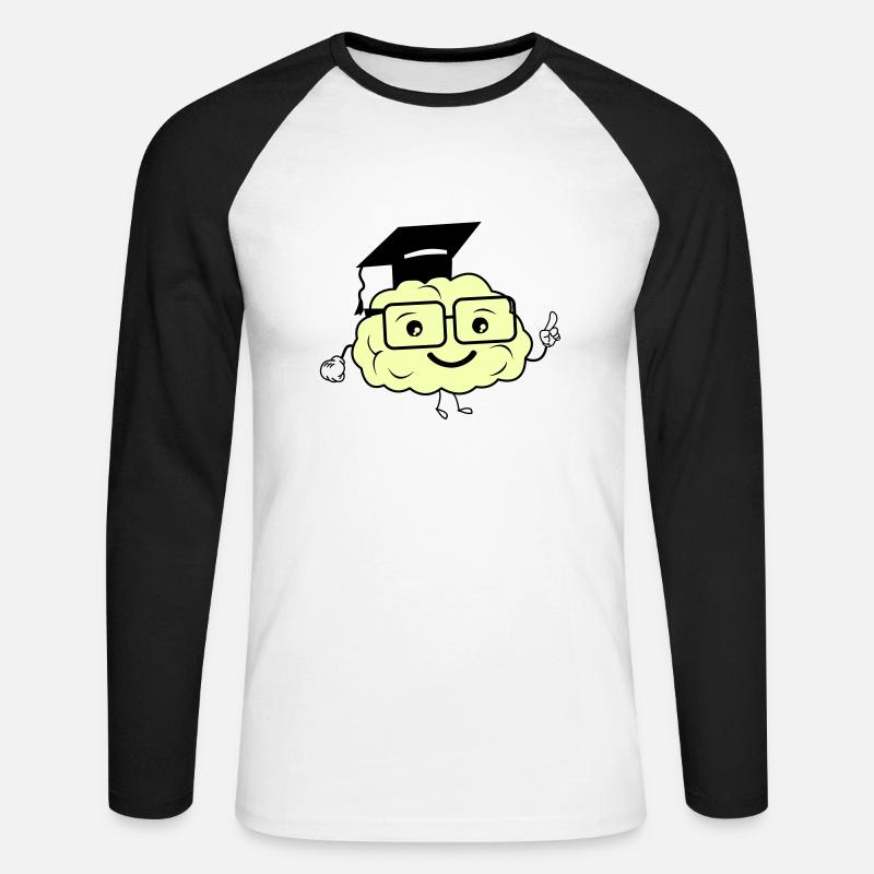 smart brain 02 - Unisex Baseballshirt langarm - Weiß/Schwarz