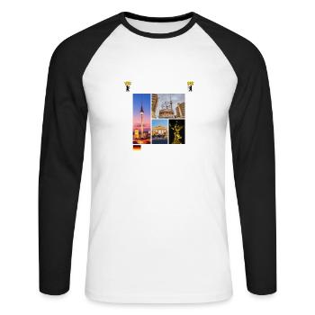 Berlin Deutschland Stadt Skyline Heimat Liebe - Unisex Baseballshirt langarm - Weiß/Schwarz - Vorne - Nik (191cm)